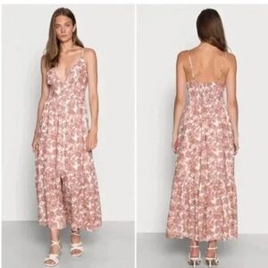 Abercrombie & Fitch Cream and Pink Smocked maxi dress XXSP PETITE
